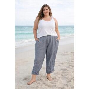 J.jill pants womens pure jill 2x blue gray linen chambray relaxed coastal beach